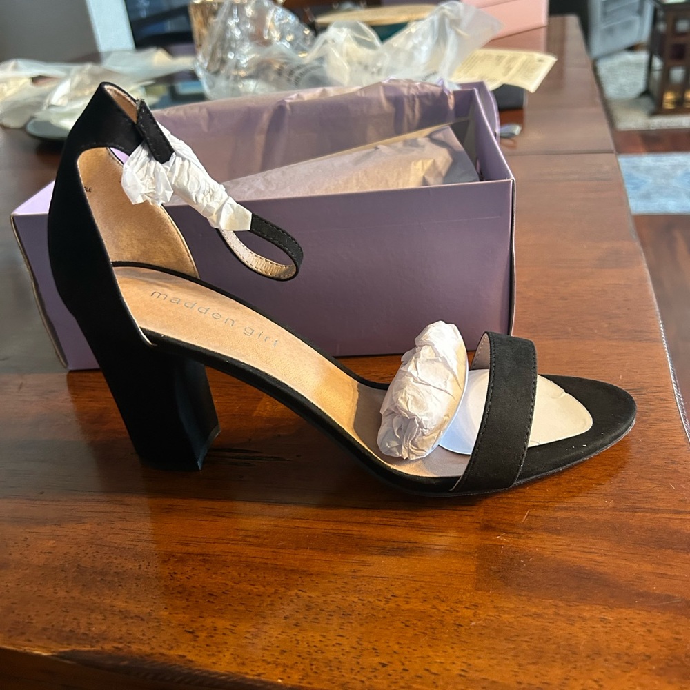 Madden Girl Black Strappy Heels